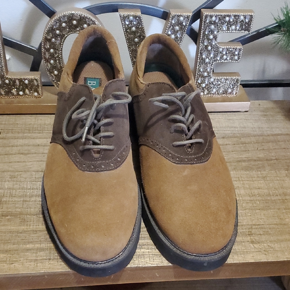 Bass Men's Two-Tone Brown Suede Oxford Shoes Sz 12 - Picture 1 of 10